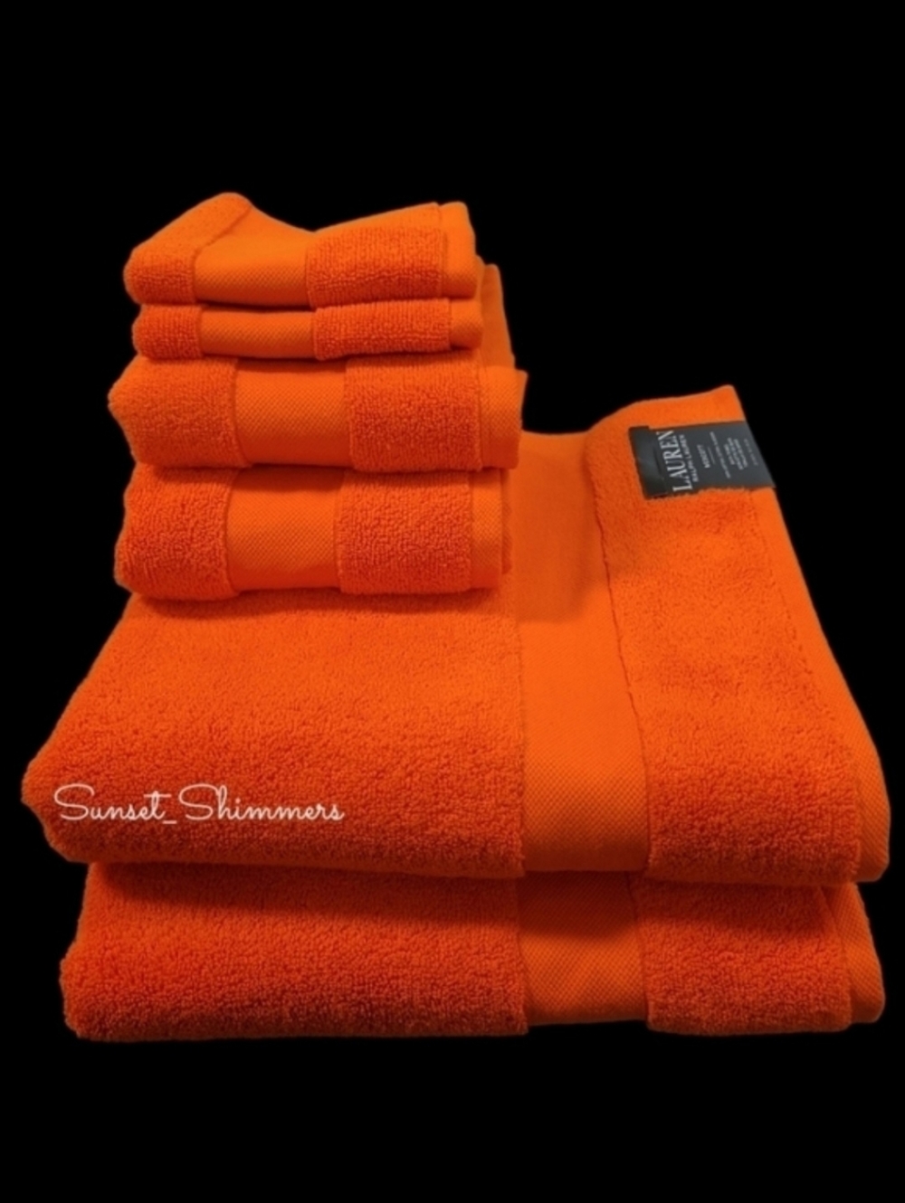 6pc Ralph Lauren Wescott Summer Ora Orange Bath Hand Washcloth Towel Set New